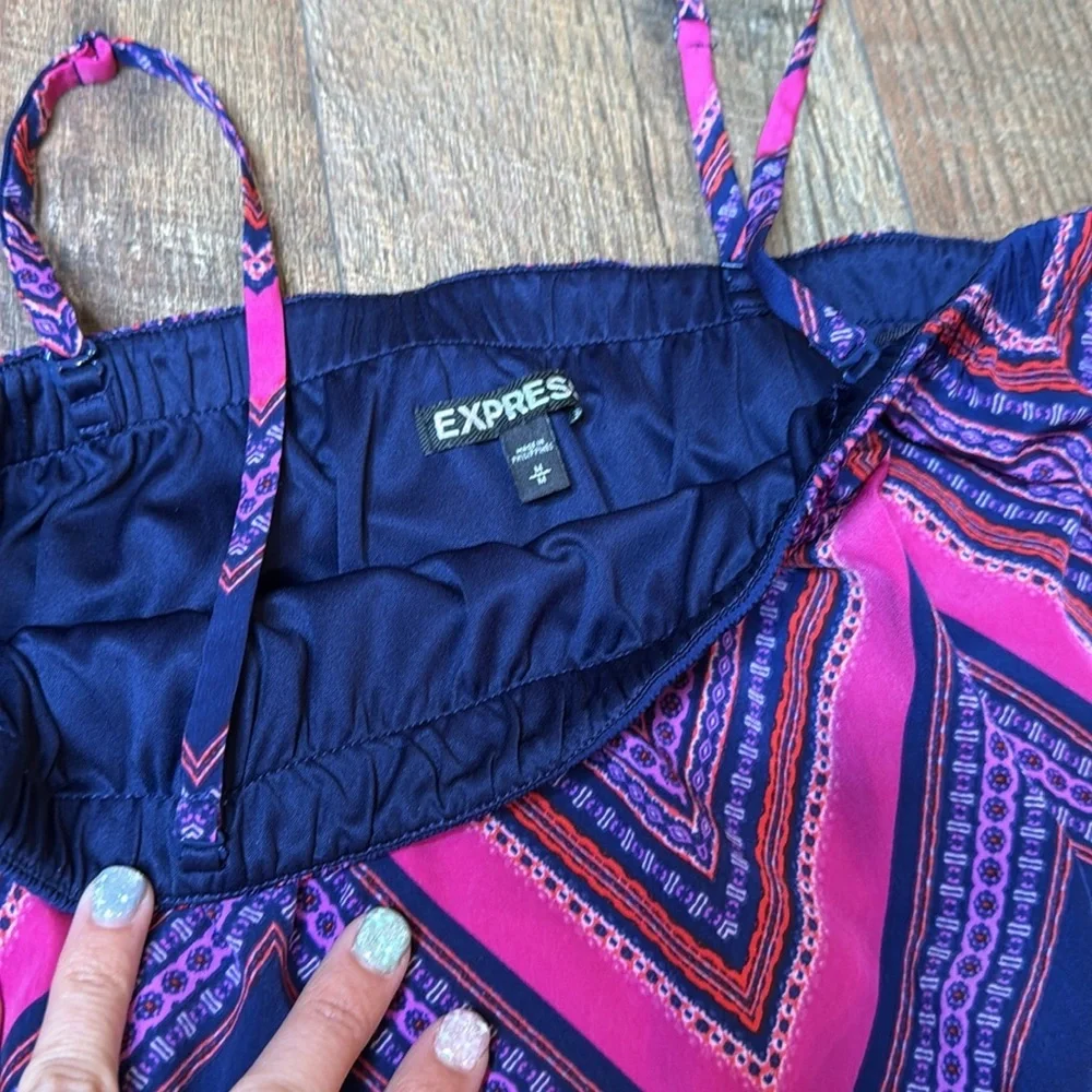 Express chevron strapless/spaghetti strap mini dress pink purple y2k - Picture 3 of 10